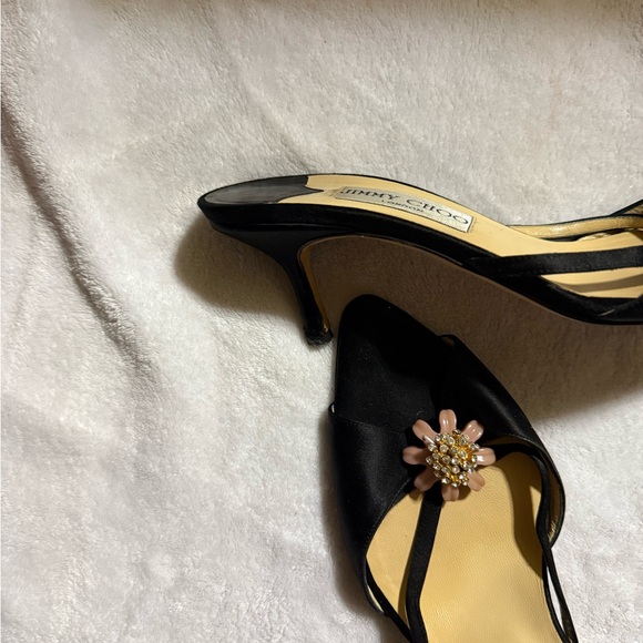 Jimmy Choo Black Heels with Floral Accent - Picture 2 of 5